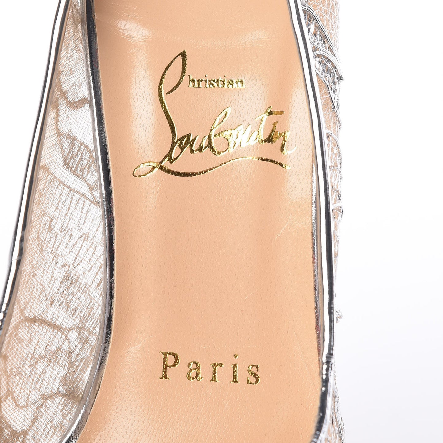 Lace Fetish Peep 150 Pumps 36 Silver