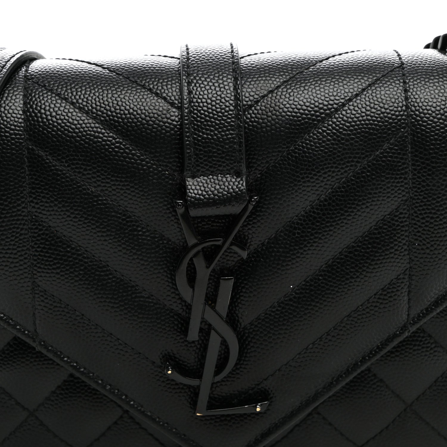 Saint Laurent Grain De Poudre Textured Mixed Matelasse Triquilt Small Monogram Monochrome Satchel Black 7 of 9
