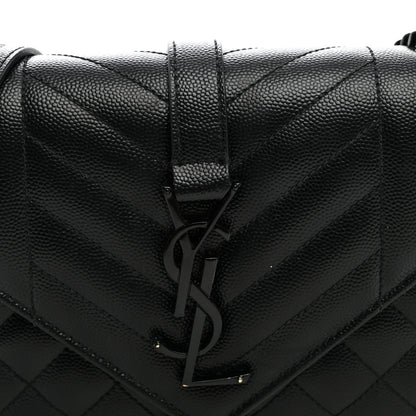 Saint Laurent Grain De Poudre Textured Mixed Matelasse Triquilt Small Monogram Monochrome Satchel Black 7 of 9