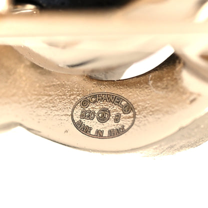Chanel Lambskin Pearl Crystal CC Sergeant Hair Clip Barrette Gold 4 of 5