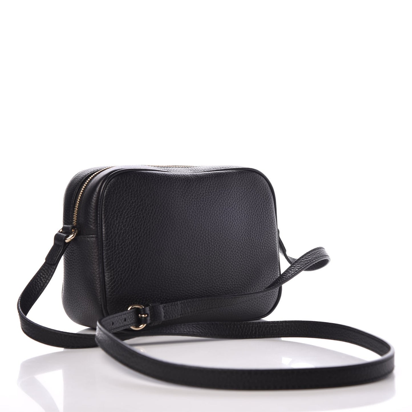 Pebbled Calfskin Small Soho Disco Bag Black