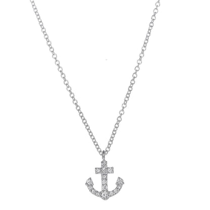 Tiffany 18K White Gold Diamond Mini Metro Anchor Pendant Necklace 6 of 7