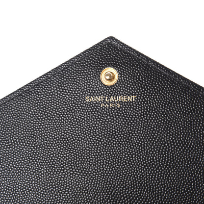 Saint Laurent Grain De Poudre Matelasse Chevron Monogram Chain Wallet Black 8 of 12