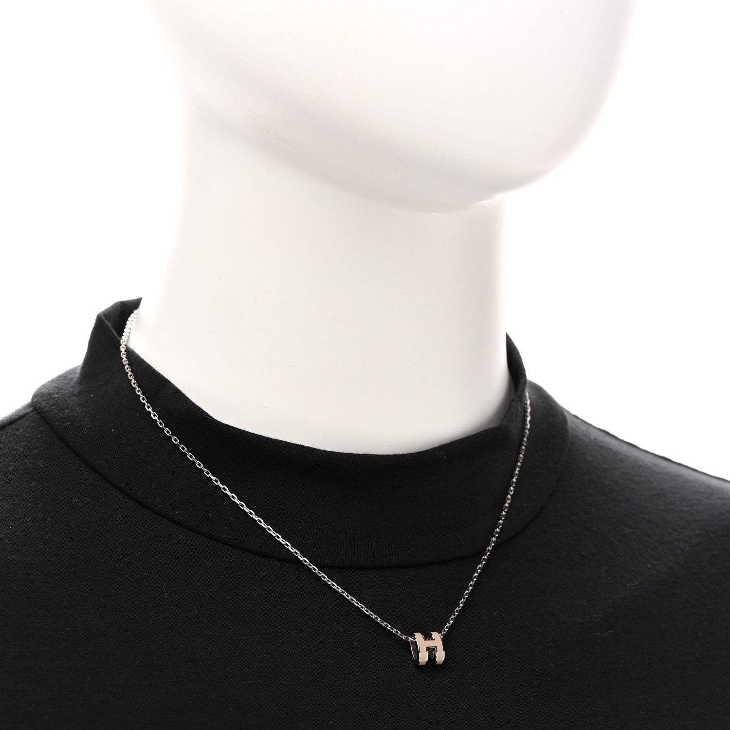 Hermes Palladium Mini Pop H Pendant Necklace Marron Glace 2 of 6