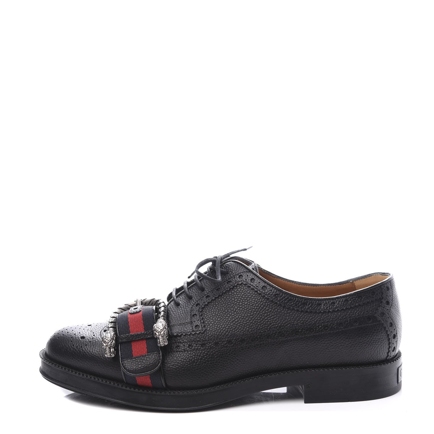 Gucci Pebbled Calfskin Dionysus Web Mens Martins Shoes 7 Black 1 of 11
