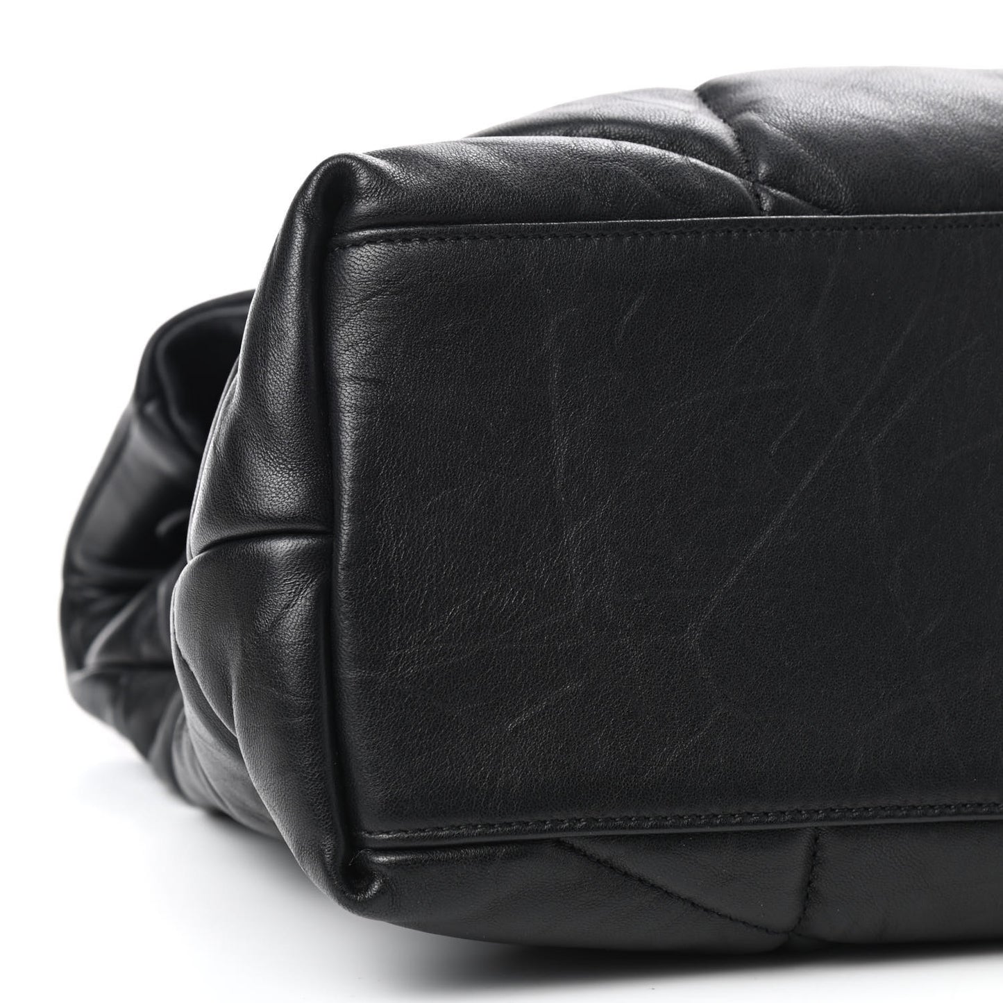 Calfskin Quilted Medium Loulou Puffer Monogram Chain Satchel Black