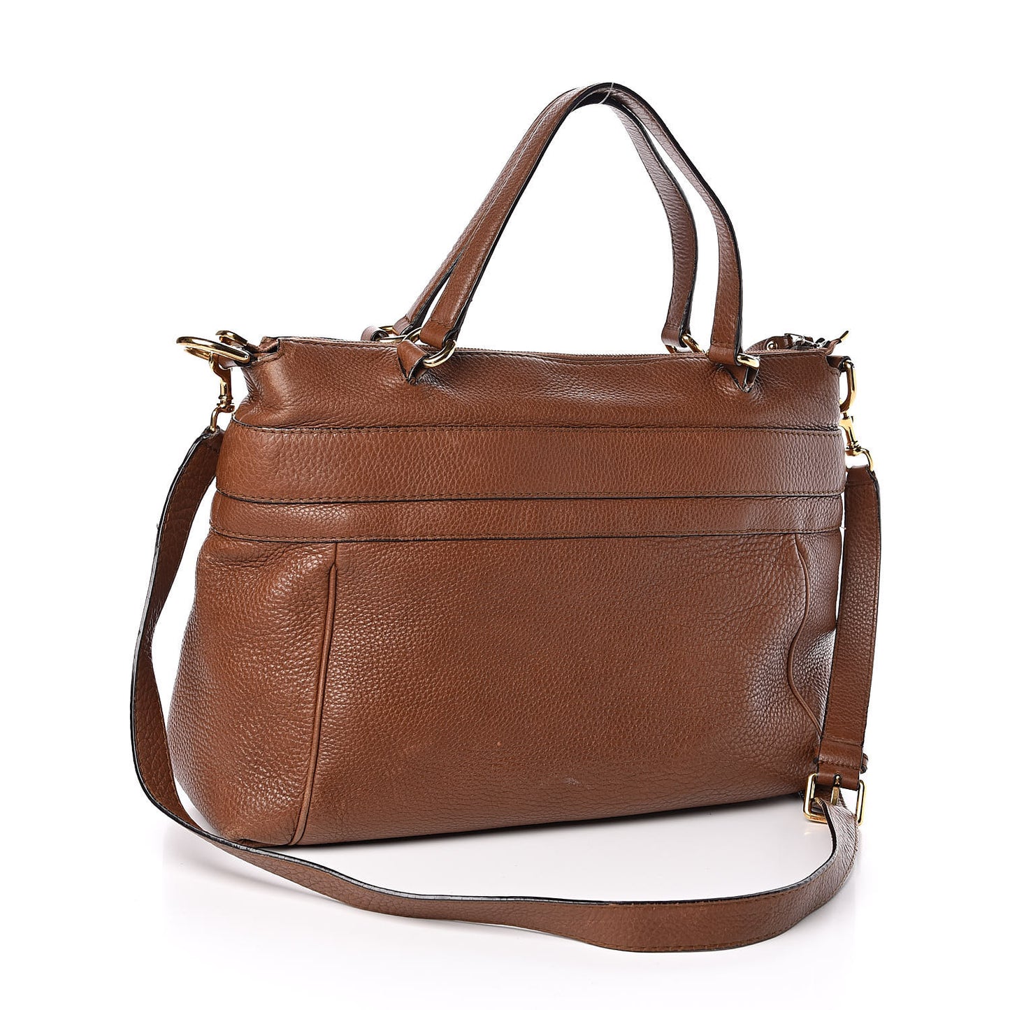 Pebbled Calfskin Ride Medium Top Handle Bag Brown
