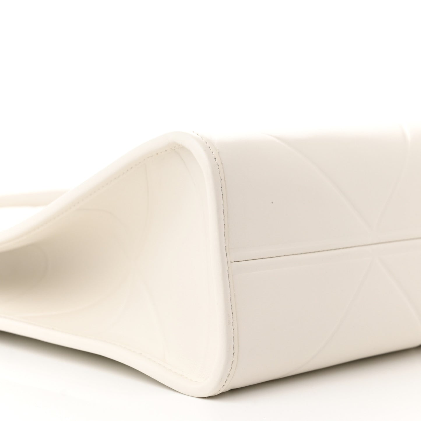 Soft Calfskin Triangolo Symbole Embossed Medium Tote White