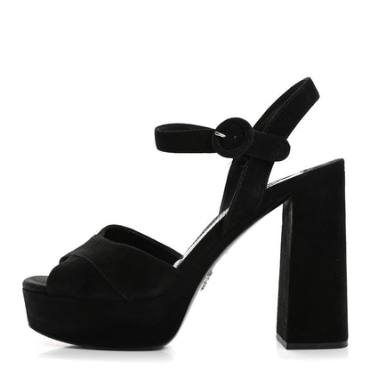 Prada Suede Platform Sandals 39 Black 1 of 12