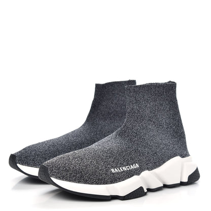 Balenciaga Chine Knit Bi-Color Sole Mens Speed Sneakers 42 Black White 3 of 7