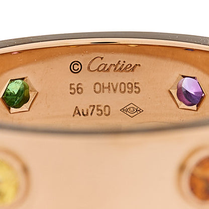 Cartier 18K Pink Gold Sapphire Garnet Amethyst 5.5mm LOVE Ring 56 7.5 5 of 6