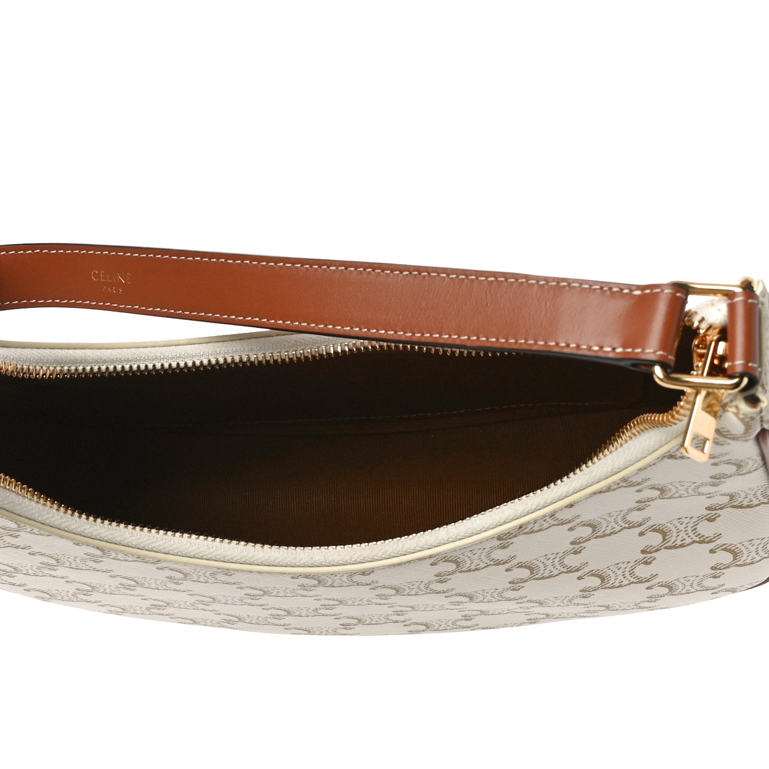 Celine Canvas Calfskin Ava Triomphe Shoulder Bag White 4 of 8
