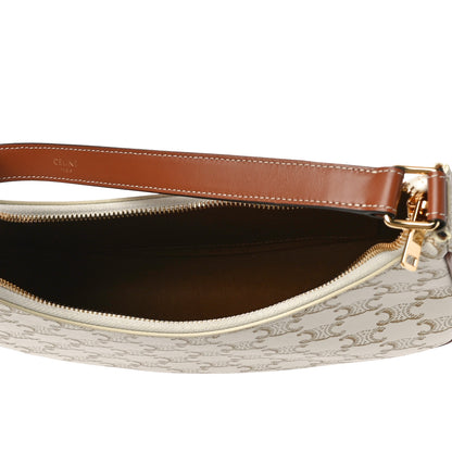 Celine Canvas Calfskin Ava Triomphe Shoulder Bag White 4 of 8