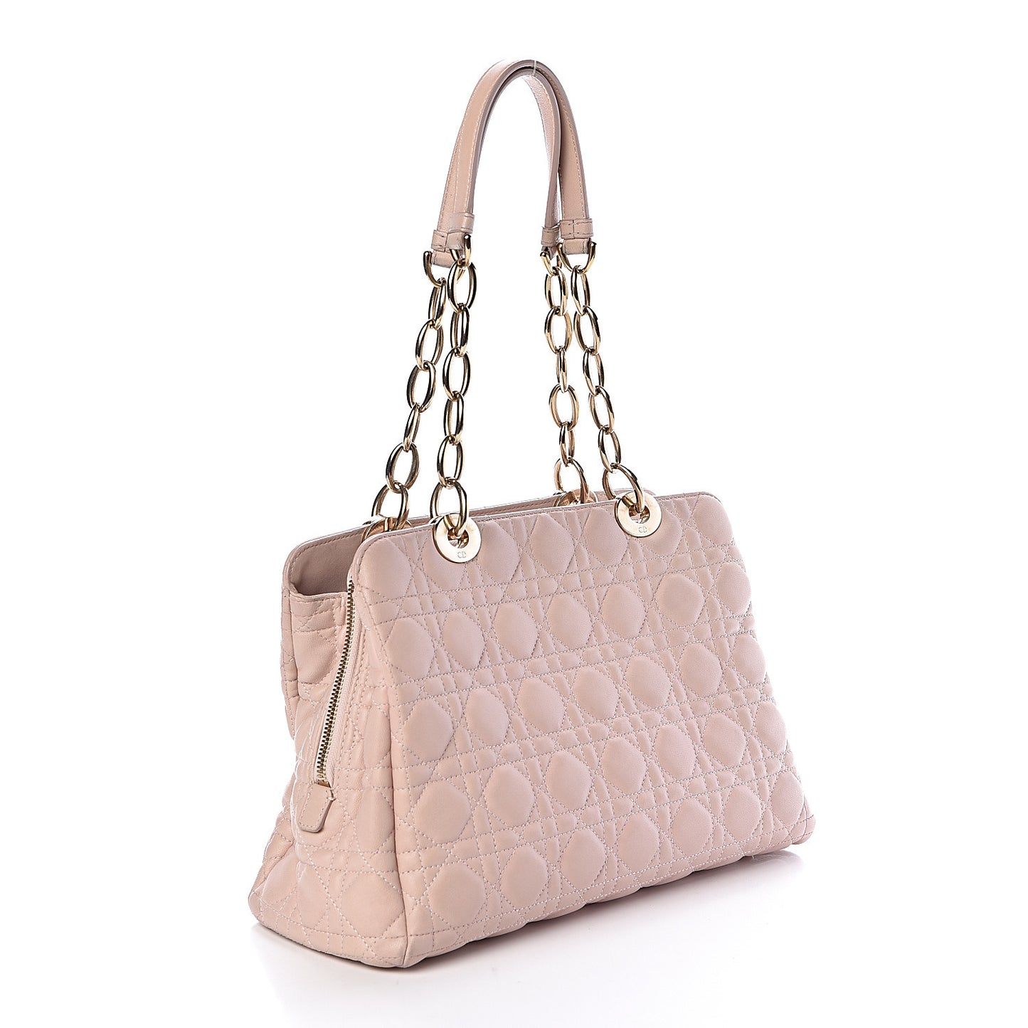 Lambskin Cannage Small Dior Soft Zipped Shopping Tote Light Pink