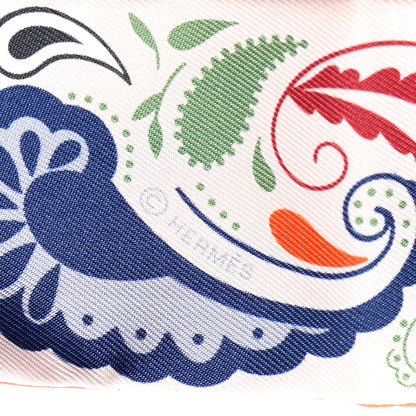 Hermes Silk Guepards Bandana Twilly Creme Orange Vert 4 of 4