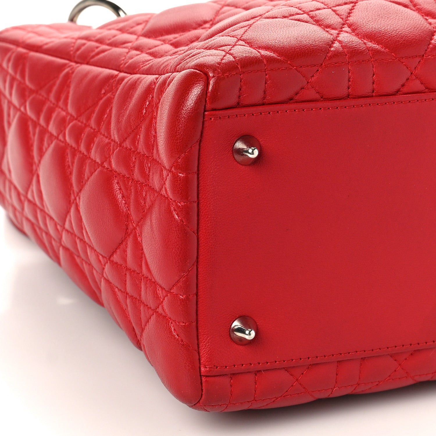 Christian Dior Lambskin Cannage Medium Lady Dior Red 8 of 9