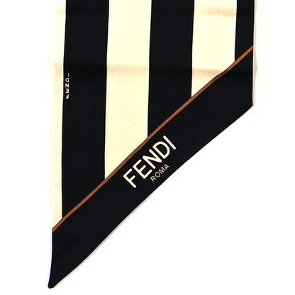 Fendi Silk Wrappy Striped Scarf Black White 4 of 4