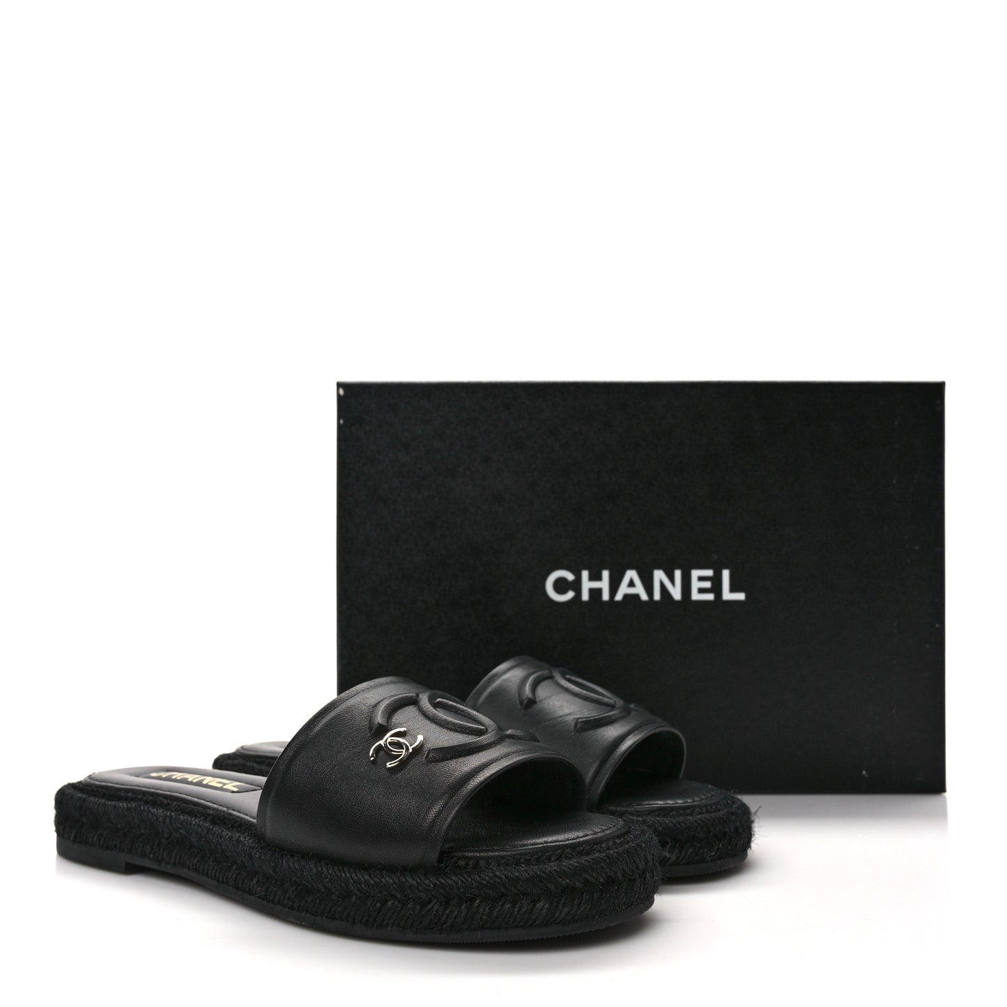 Lambskin Espadrille Mule Sandals 38 Black