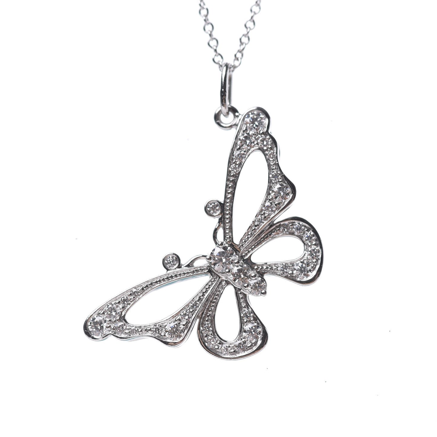 Platinum Diamond Enchant Butterfly Necklace