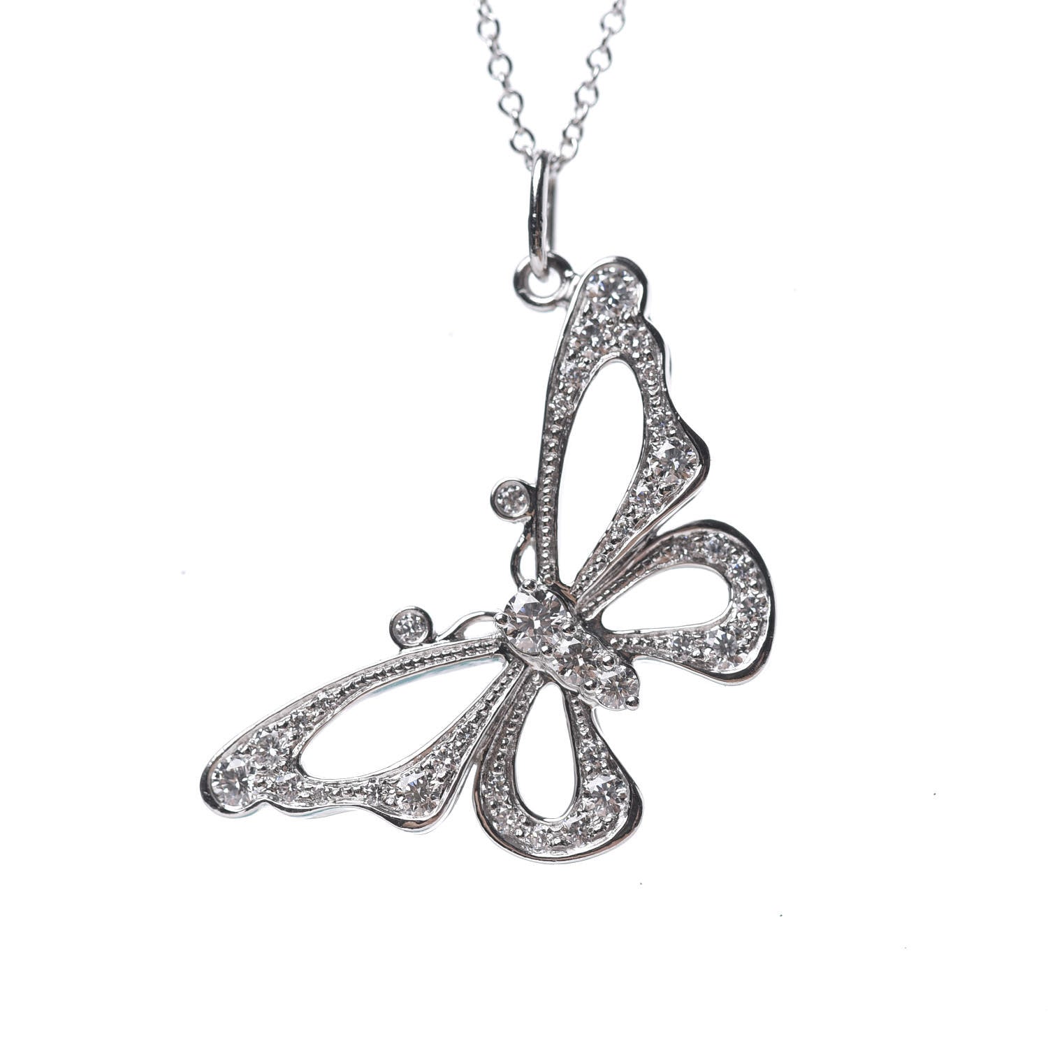Tiffany Platinum Diamond Enchant Butterfly Necklace 4 of 6