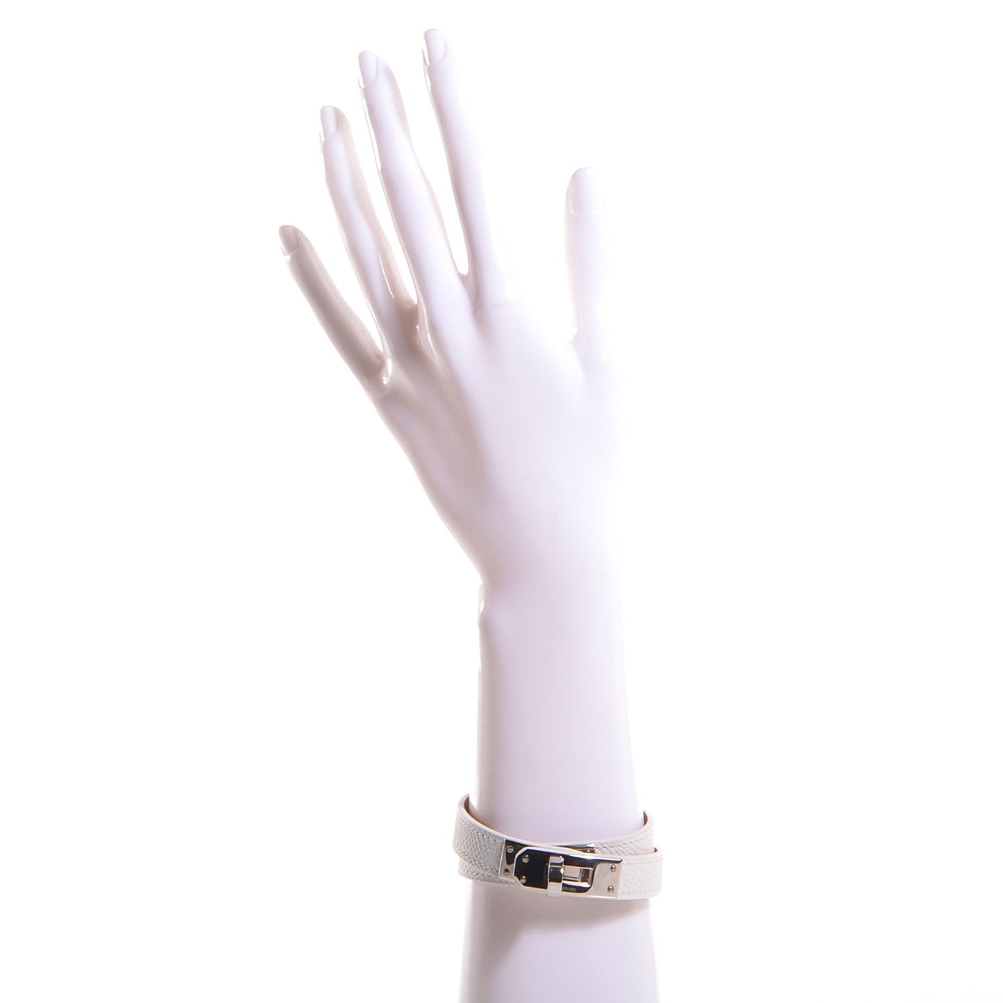 Epsom Kelly Double Tour Bracelet Medium White