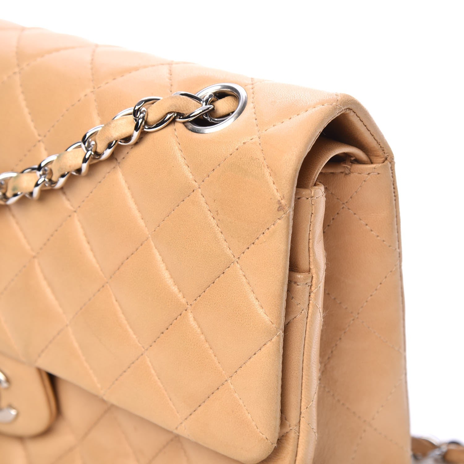 Chanel Lambskin Quilted Medium Double Flap Beige 14 of 19