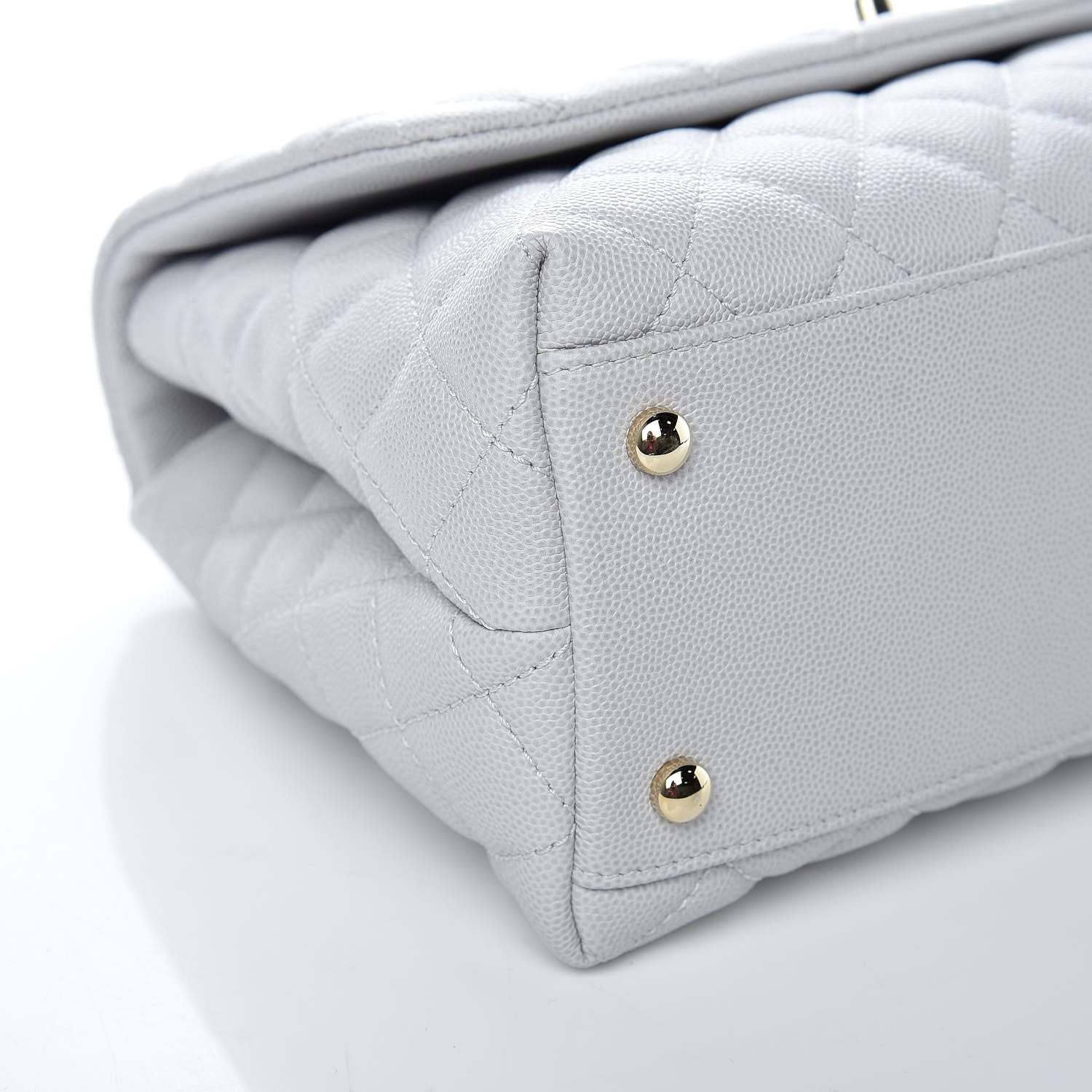 Chanel Caviar Quilted Small Coco Handle Flap Light Grey 10 of 12