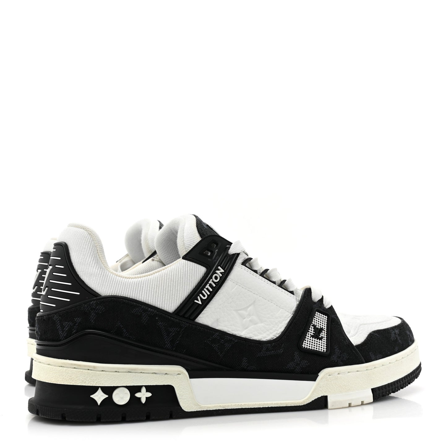 Calfskin Monogram Denim Mens LV Trainer Sneakers 8.5 Black