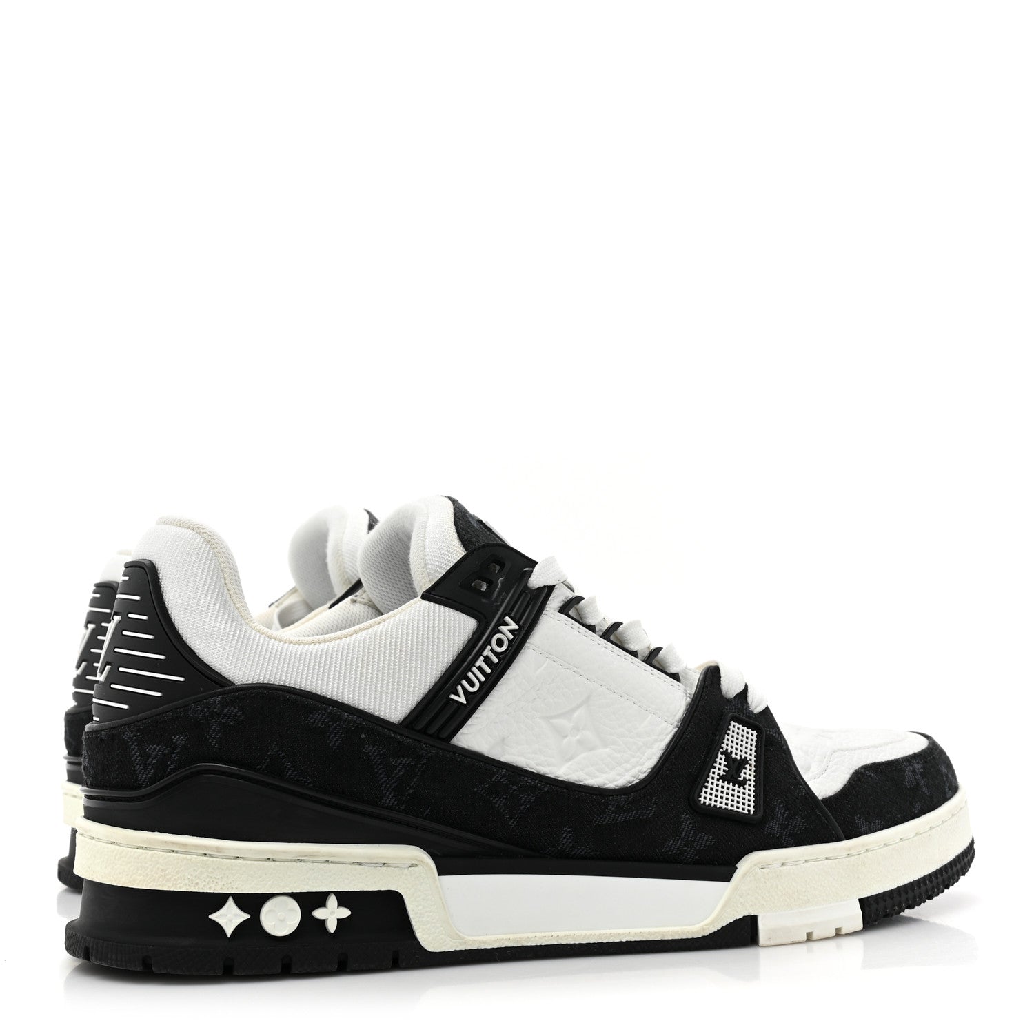 Louis Vuitton Calfskin Monogram Denim Mens LV Trainer Sneakers 8.5 Black 5 of 11