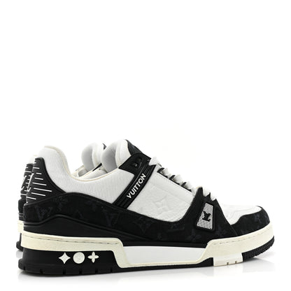 Louis Vuitton Calfskin Monogram Denim Mens LV Trainer Sneakers 8.5 Black 5 of 11
