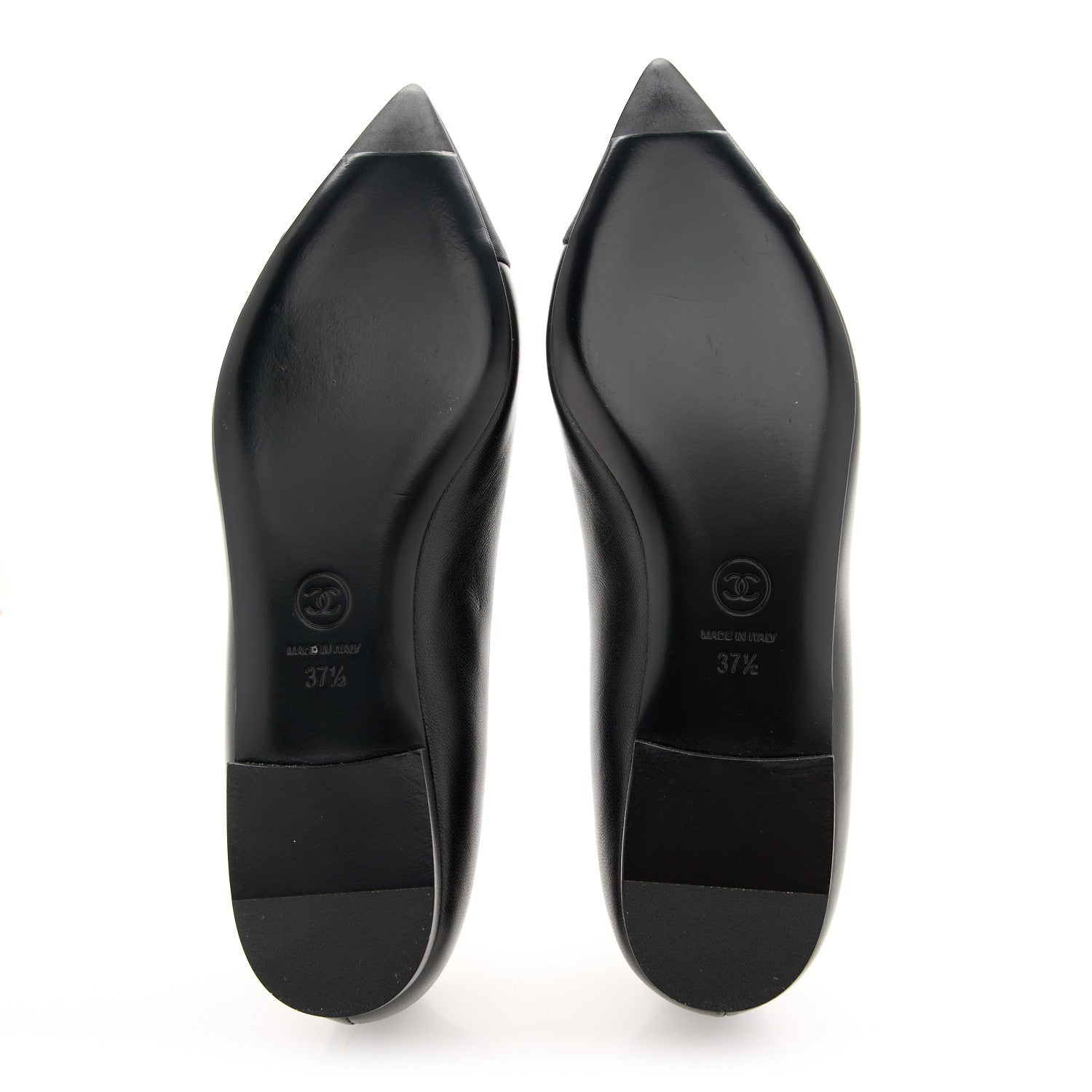 Chanel Lambskin Pointed Toe CC Gabrielle Ballerina Flats 37.5 Black 6 of 12