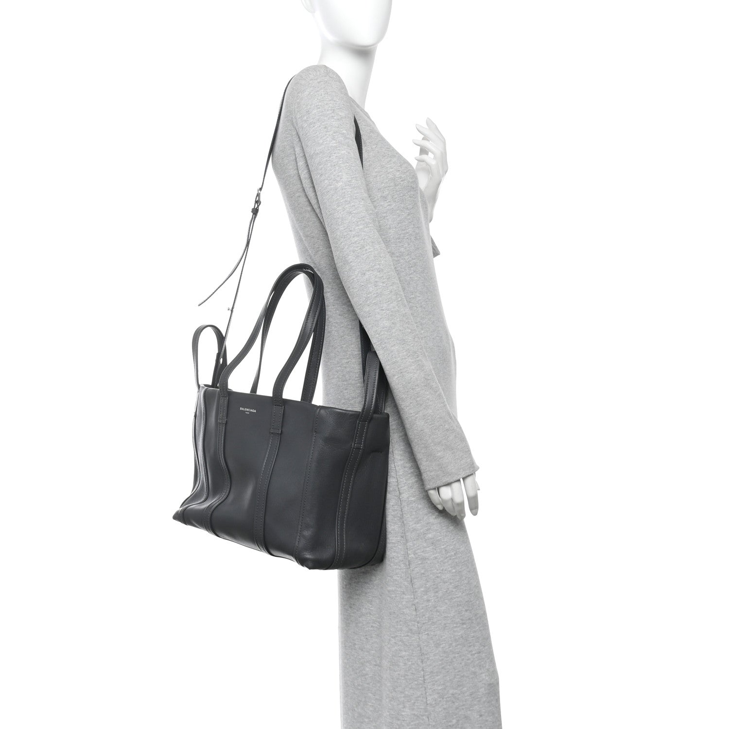 Balenciaga Calfskin Medium Laundry Cabas Tote Gris Fossile 2 of 10