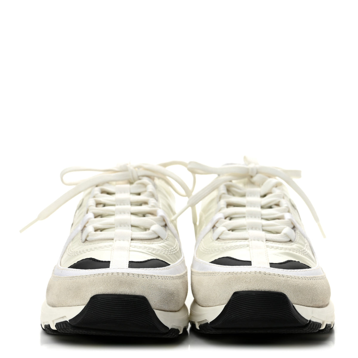 Suede Calfskin Womens CC Sneakers 39 White Black