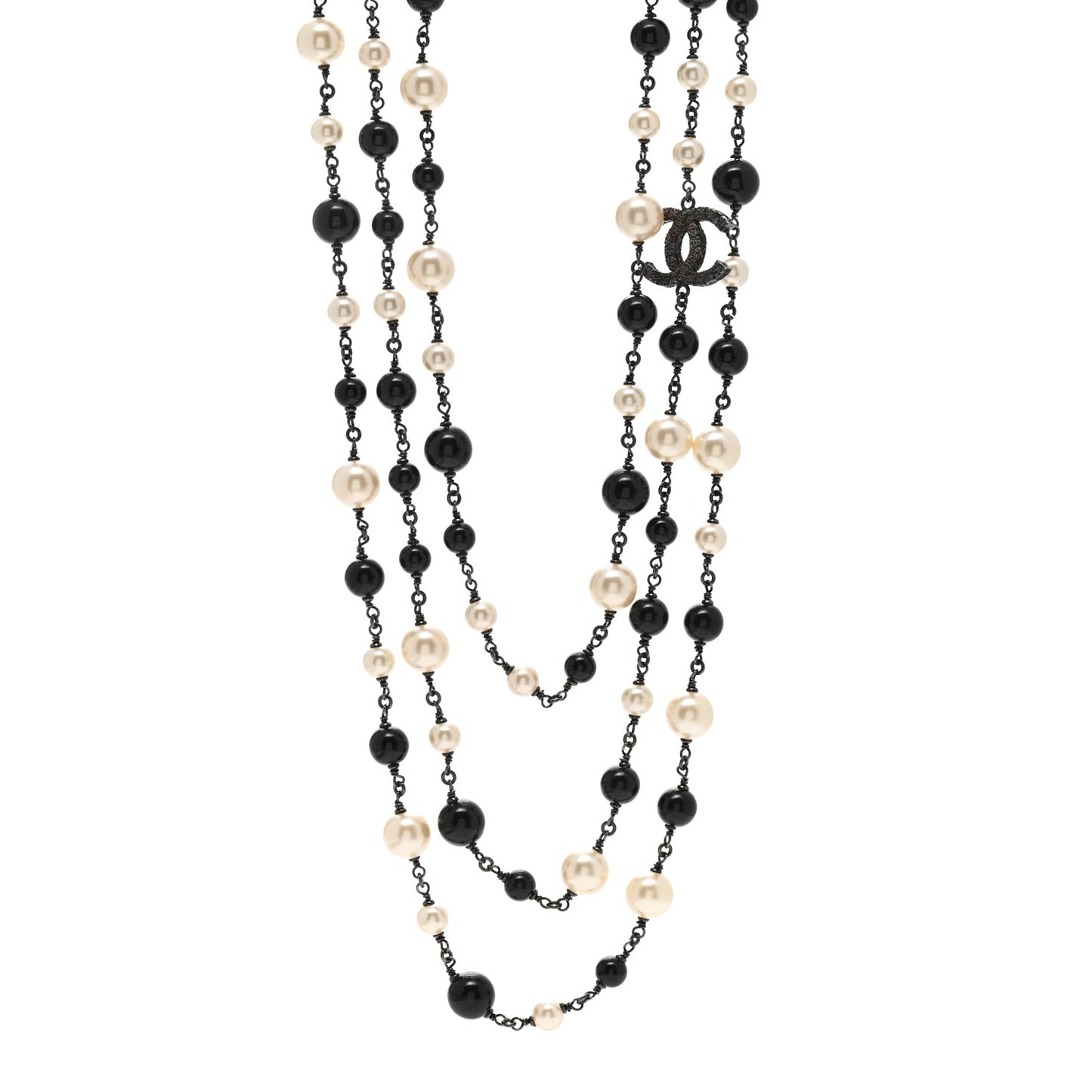 Ruthenium Camellia Pearl CC Necklace Black