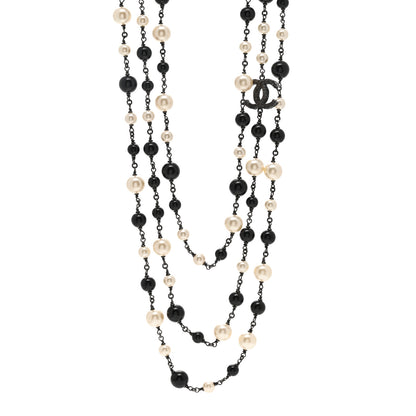 Chanel Ruthenium Camellia Pearl CC Necklace Black 1 of 4