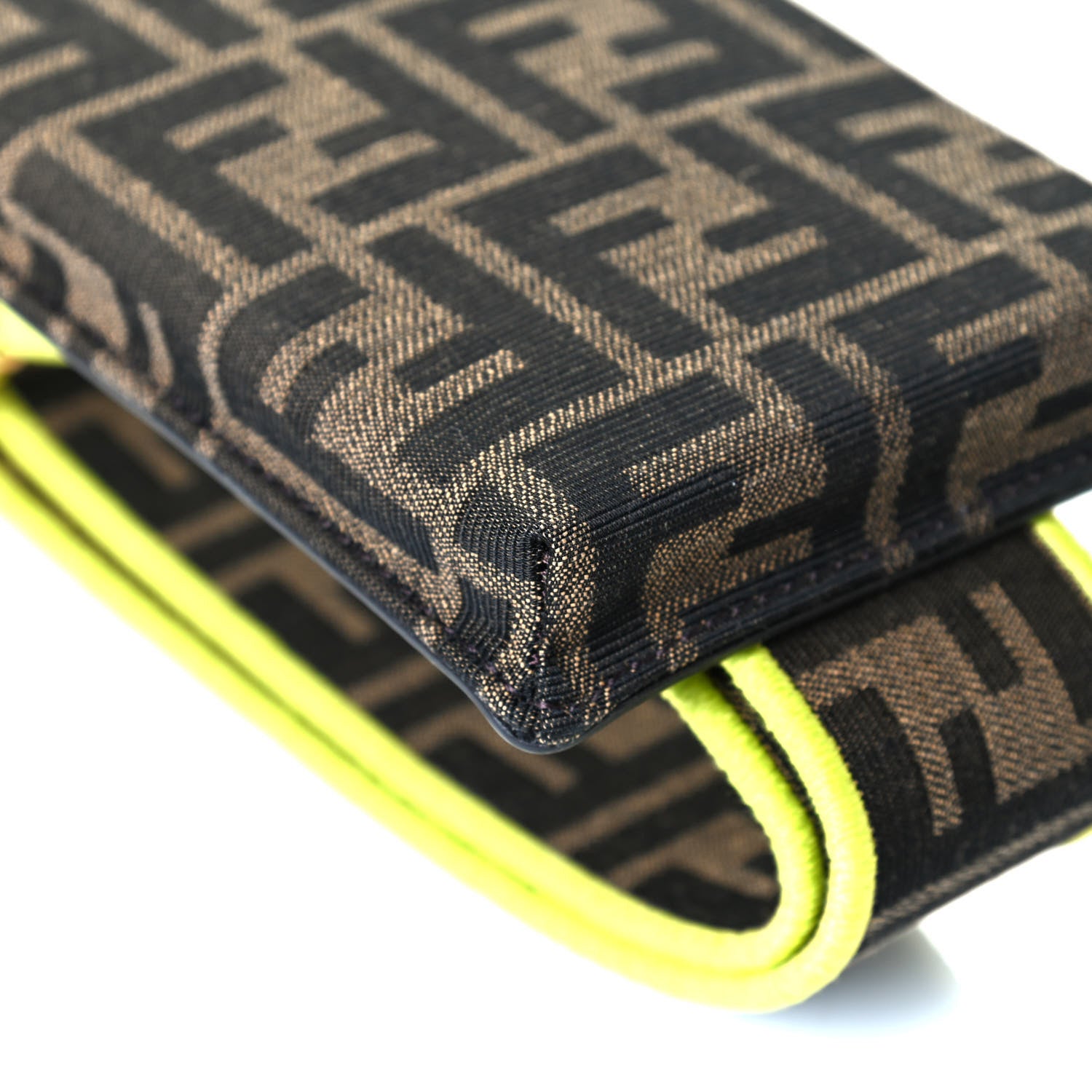 Fendi Fabric Jacquard FF 1974 Cell Pocket Strap You Tobacco Moro Giallo Fluo 5 of 7