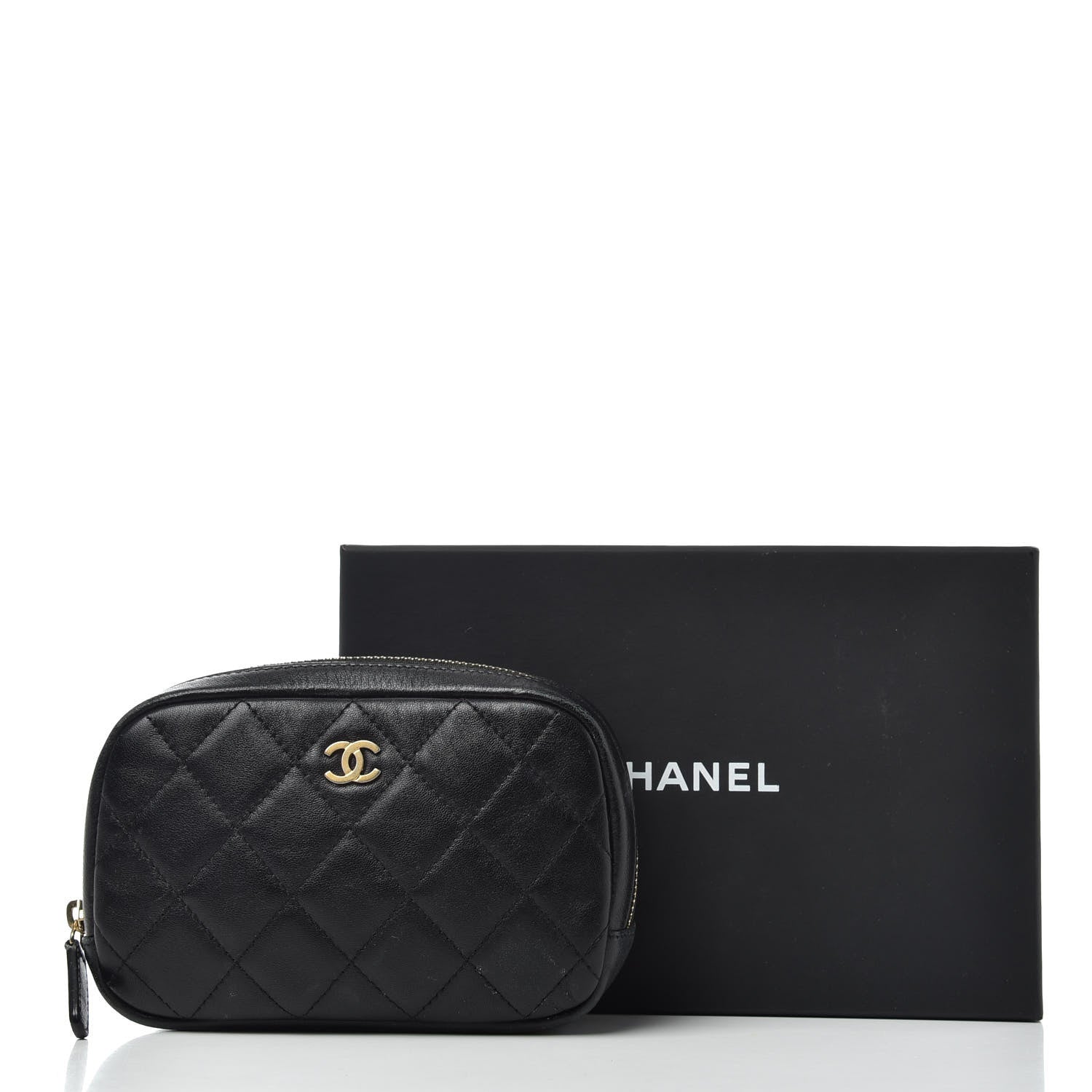 Chanel Lambskin Quilted Small Curvy Pouch Cosmetic Case Black 7 of 7