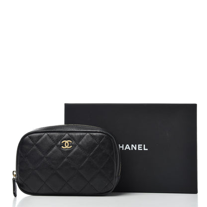 Chanel Lambskin Quilted Small Curvy Pouch Cosmetic Case Black 7 of 7