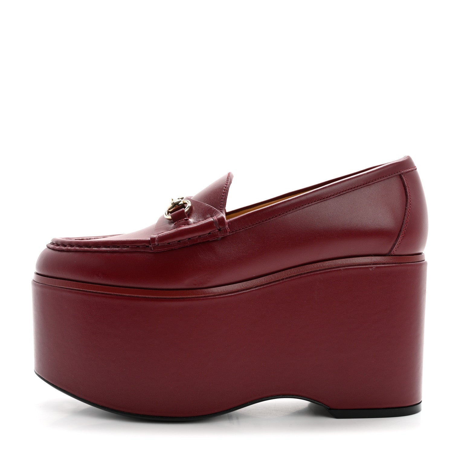 Gucci Ancora Calfskin Womens Horsebit Platform Loafers 36.5 Rosso 1 of 13