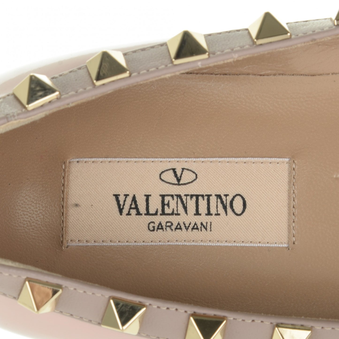 Patent Rockstud Ballerina Flats 36 Water Rose Poudre