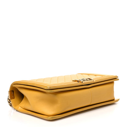 Chanel Lambskin Quilted New Medium Boy Flap Yellow 4 of 12