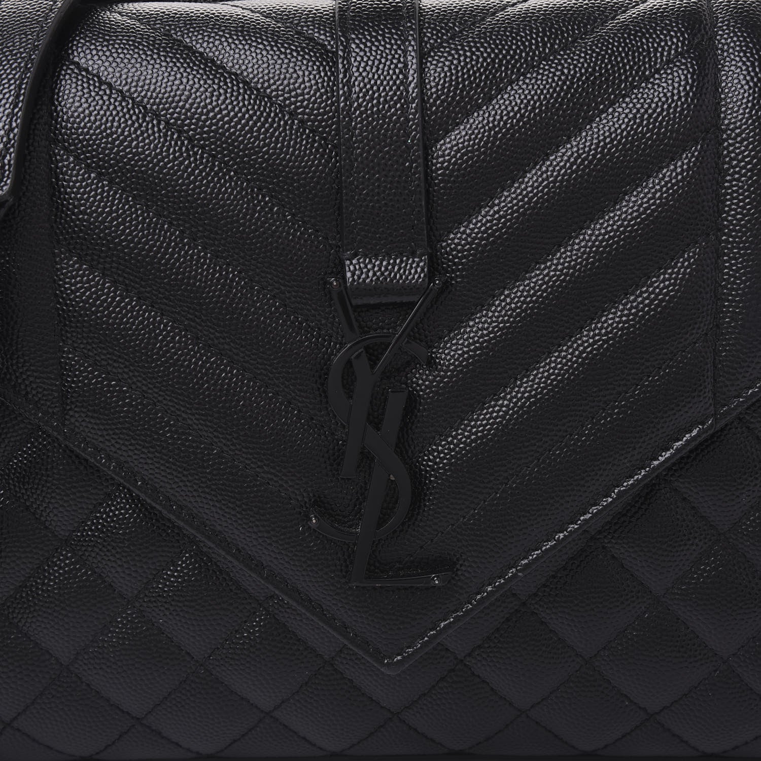 Saint Laurent Grain De Poudre Textured Mixed Matelasse Triquilt Medium Monogram Satchel Black 6 of 8