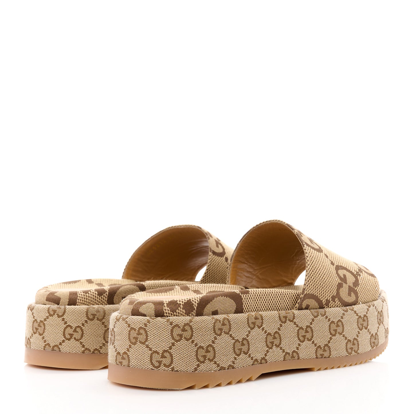 Monogram Maxi GG Angelina Platform 55mm Slide Sandals 39 Camel Ebony