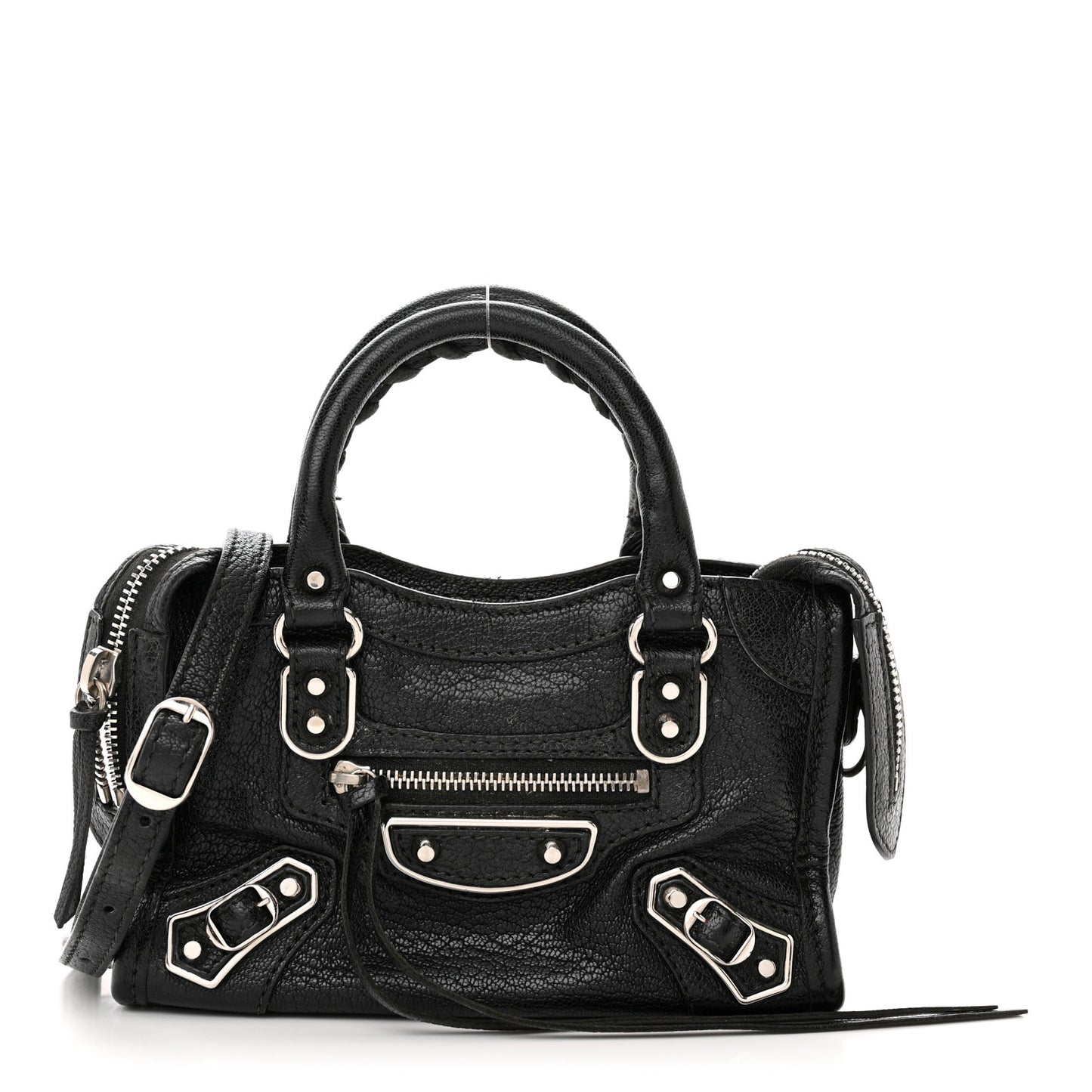 Chevre Silver Metallic Edge Hardware Nano City Black