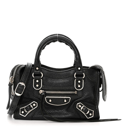 Balenciaga Chevre Silver Metallic Edge Hardware Nano City Black 1 of 20