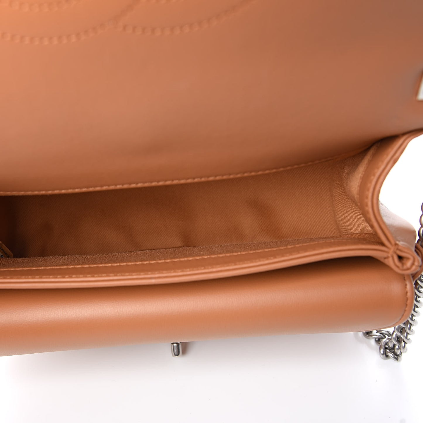 Calfskin Coco Eyelets Small Flap Bag Camel