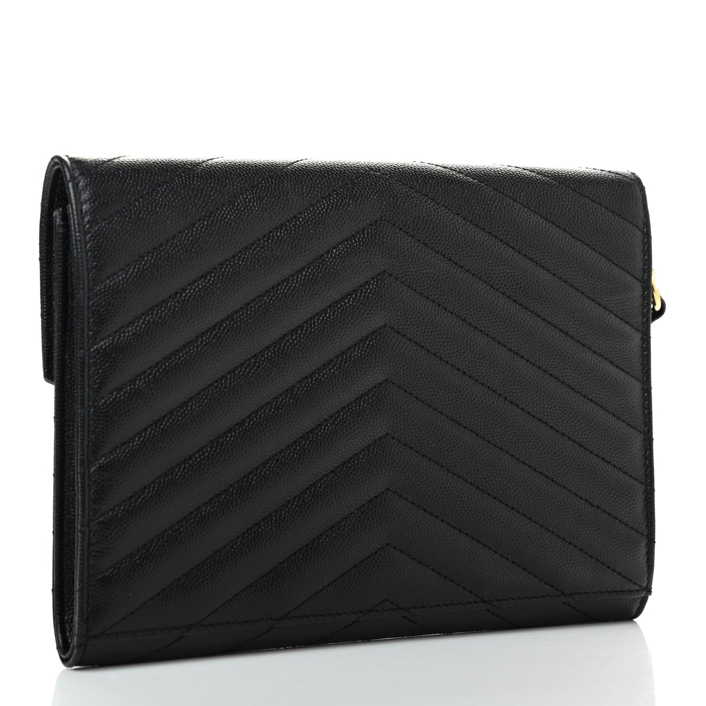 Grain De Poudre Matelasse Chevron Monogram Envelope Clutch Black