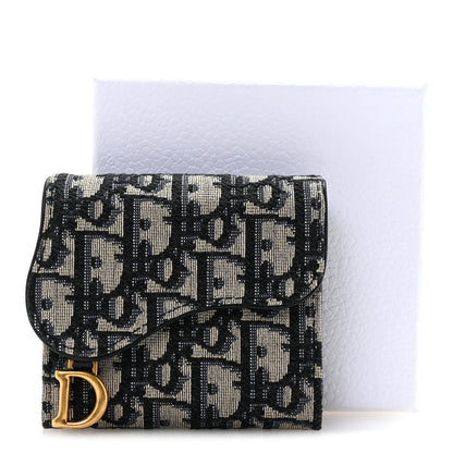 Christian Dior Oblique Saddle Lotus Wallet Blue 8 of 8