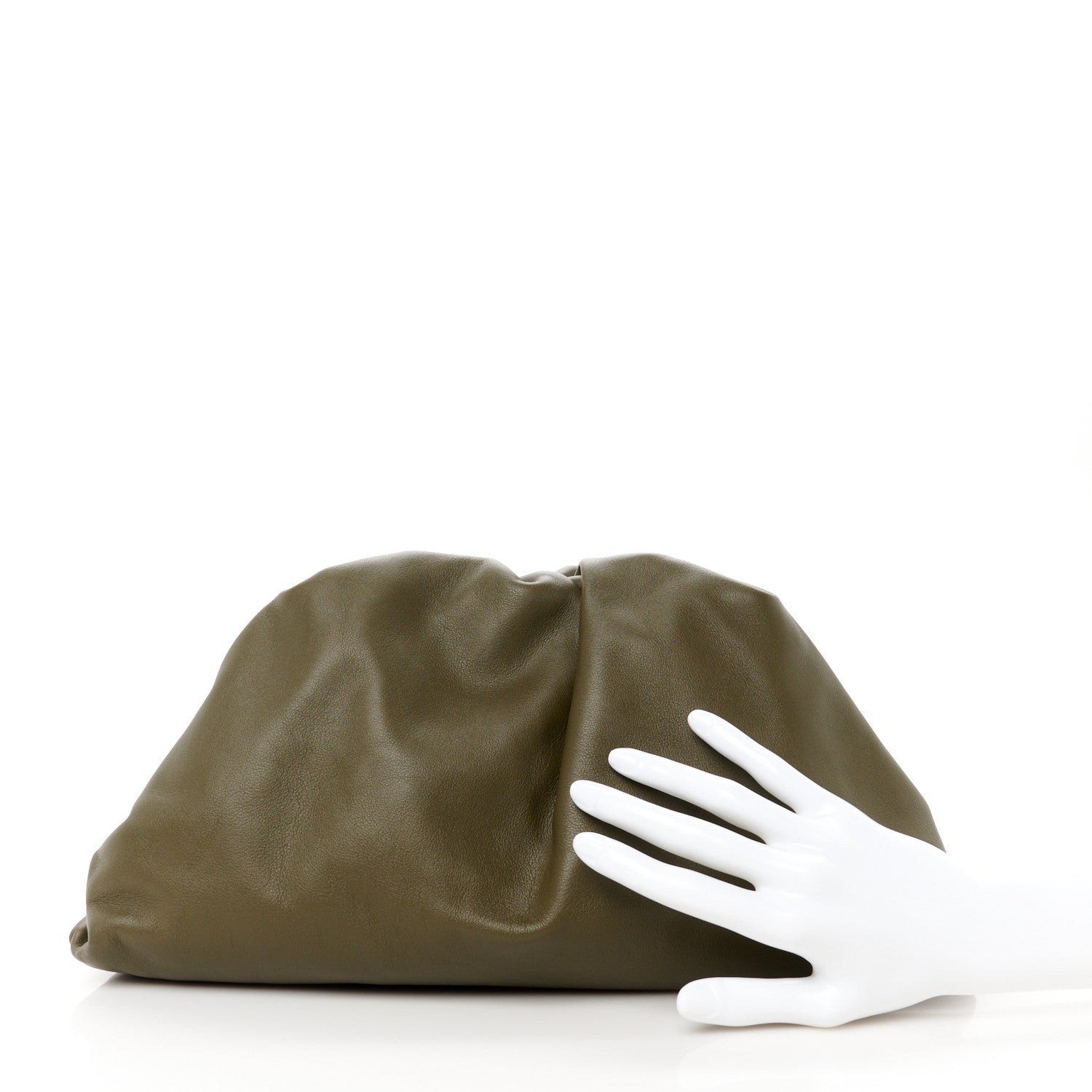 Bottega Veneta Smooth Butter Calf The Pouch Oversized Clutch Kaki Fondent 2 of 10