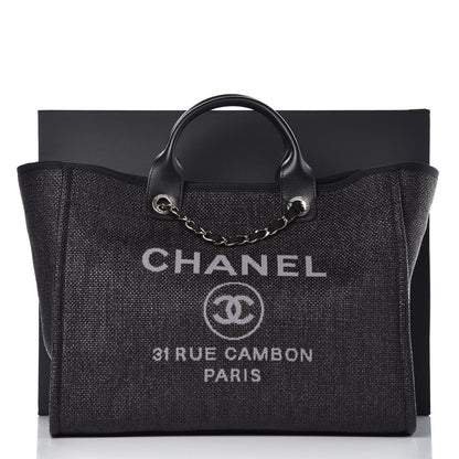 Chanel Woven Straw Raffia Large Deauville Tote Black 8 of 8